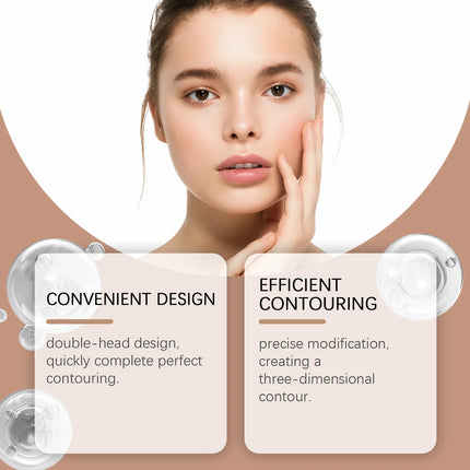 2 in 1 Contouring Stick Brighten and Plump Face Natural Contouring of Facial Contours Waterproof Long-Lasting Highlight Makeup