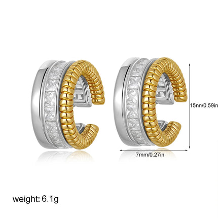 Fashion CZ Zircon Round Huggie Hoop Earrings for Women Geometric U Shape Ear Buckle Hoops Gold Plated Stainless Steel Jewelry