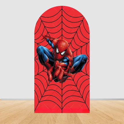 Spider Man Arch Backdrop Cover Web Pattern Design For Boys Birthday Party Superhero Theme Photo Booth Background Decor Prop