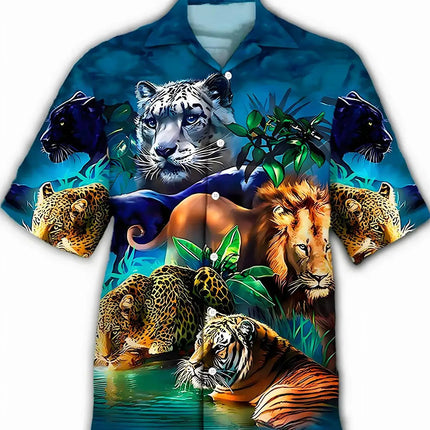 New Hawaii Spring/Summer Fashion Leisure Street Walk Tourist Beach Printed Full Open Short Sleeve Button Shirt, Quick Shipping