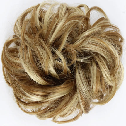 Azqueen Synthetic Messy Bun Chignon Donut Gary Brown Color Hair Bun Pad Elastic Hair Rope Rubber Band Hair Extensions