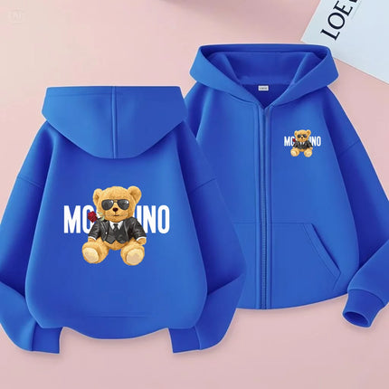 Children's New Zipper Style Long Sleeve Hoodie Cute Bears Pretty girl Charming Coat Girls Boy 3-12Yrs Leisure Sweatshirt Clothes
