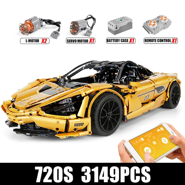 Mould King 13145s High-Tech Car Toys The MOC-46762 RC APP Motorized 720S P1 Car Model Building Blocks Toys Kids Christmas Gifts