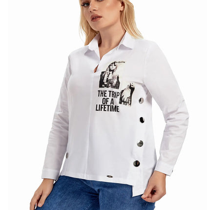 Women Plus Size Woven Spring And Autumn Fashionable Shirt