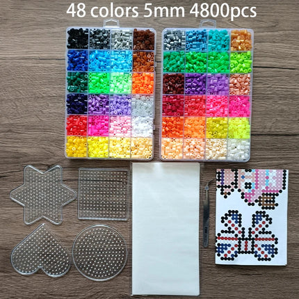 Fuse Beads Kit 24/48 colors 5MM 3D Pixel Puzzle Iron Beads Handmade Crafts Decor DIY Make Puzzle High Quality Melting Beads