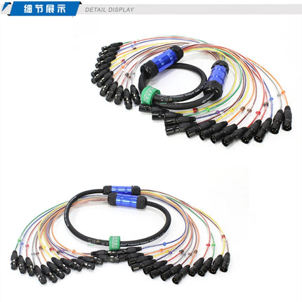 Professional 4/8/12/16/24 Channel XLR Snake Cable, Male to Female, Shielded Audio Extension for Stage Studio Mixer