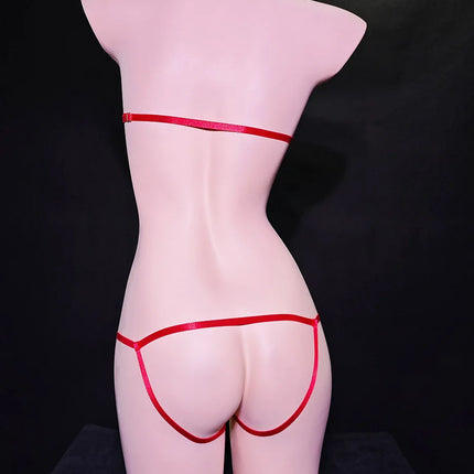 Super sexy alternative strap style jumpsuit, provocative women's extreme hollow out bikini, thin strap tied hip revealing rope g