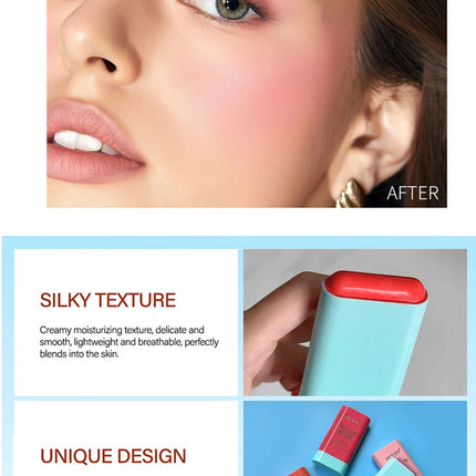 Tinted Mositure Blush Stick Face Pink Cream Cheek Blusher Cosmetics 3 in 1 Makeup Tubes used on eyes cheeks High color rendering