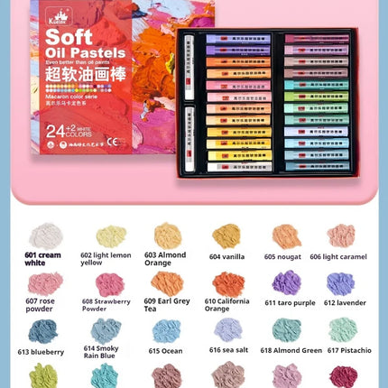 Kuelox Professional Super Soft Oil Pastel Crayon 24/36/48 Colors Artist White Soft Pastels For Painting Stationery Art Supplies