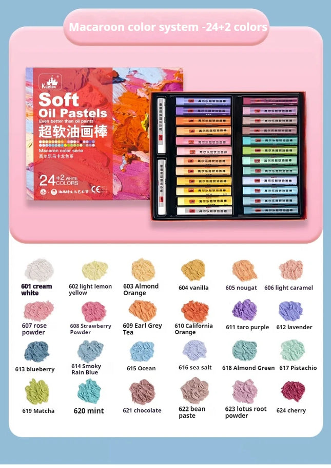 Kuelox Professional Super Soft Oil Pastel Crayon 24/36/48 Colors Artist White Soft Pastels For Painting Stationery Art Supplies
