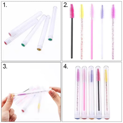 Reusable Eyelash Mascara Wand Tube Empty Eye Lashes Brushes Bottle Hand-made Eyebrow Brush Applicator Dust-proof Makeup Tools