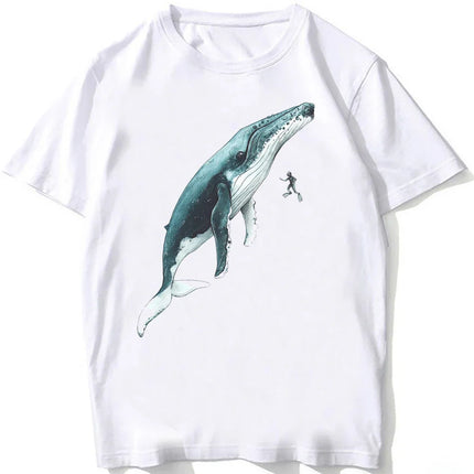 Whale Shark Anatomy Biology T-shirt Unisex Women Hip Hop Casual T Shirts Women Beach Diving White T-shirt Vintage Women Tees