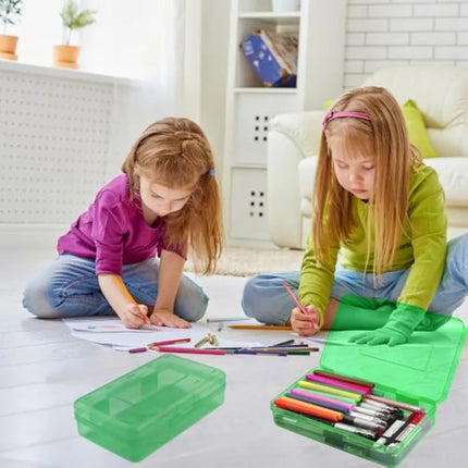Pencil Box, Pencil Case, Large Capacity Plastic Hard Pencils Case Crayon Box with Snap-Tight Lid Stackable for Adult Student Pe