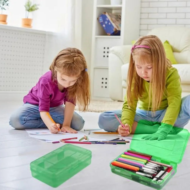 Pencil Box, Pencil Case, Large Capacity Plastic Hard Pencils Case Crayon Box with Snap-Tight Lid Stackable for Adult Student Pe