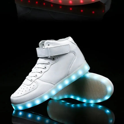 Wholesale LED Light-Up Shoes Plus Size High-Top Charging Colorful Night Fluorescent Couple Board Shoes From China Mainland