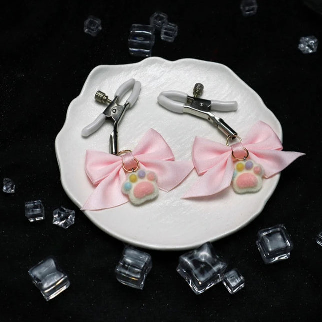 New Bow Cat Claw Nipple Clamps Couples Teasing BDSM Adjustable Breast Restraints Fetish Nipple Stimulation Adult Sex Toys Leten