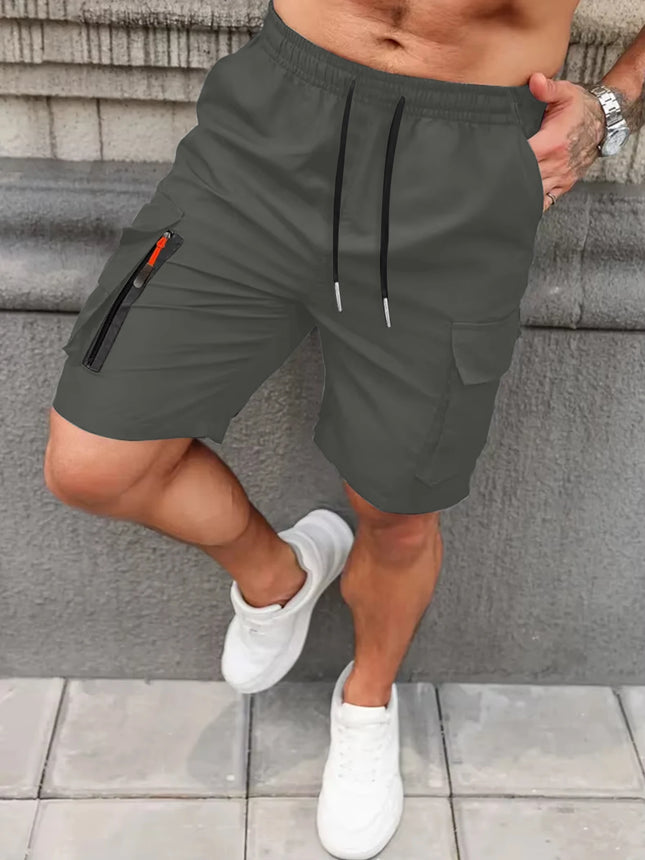 Men's Casual Shorts — Woven, Non-Stretch Fabric — Soft & Comfortable — Simple Solid Color Design — Ideal for Outdoor Jogging — M