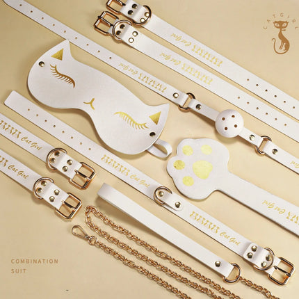 Thierry Girl Bondage Kits Sexy PU Leather Handcuffs Collar Whip Erotic Sex Toys BDSM Restraint Set Adult Toys For Women Couples
