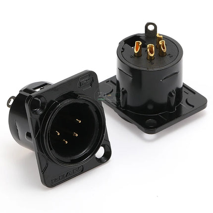 HF XLR Gold plated 4 Pin Male Female Panel  Audio Microphone Jack  Socket Connector D-type Mount Amplifier Receptacle YS1464BG