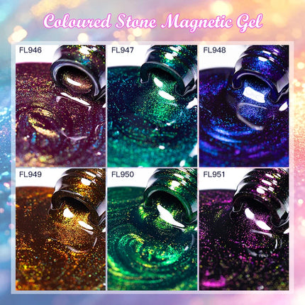 10ml Coloured Stone Magnetic Gel Nail Polish Glitter Semi Permanant Soak Off UV LED Gel Varnish For Manicure DIY Nail Supplies