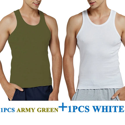 Tank Tops Men 100% Cotton Running Vest Fitness Cool Top Gym Sport Slim Colorful Outdoor Casual Undershirt Male Gift 7 Colors