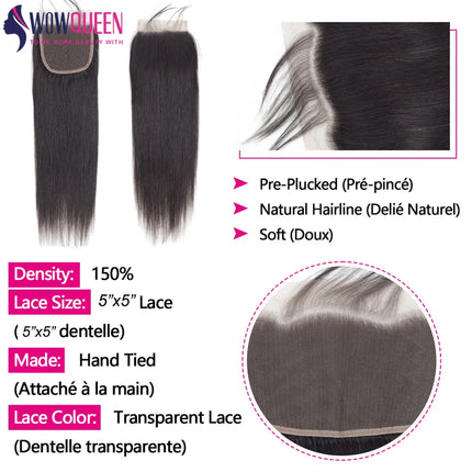 Straight 5x5 6x6 Transparent Swiss Lace Closure 100% Brazilian Human Hair Natural Hairline Lace Closure Only Melt Skins