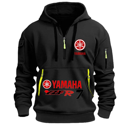 Yamaha Logo Men's Racing Casual Sport Hoodie - Size EU, Spring/Autumn Style, Long Sleeve, Multiple Pockets, Drawstring Design