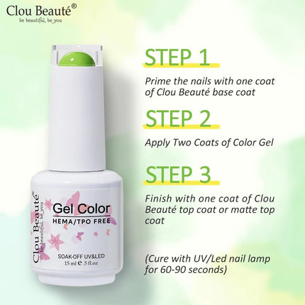 Clou Beaute 15ml HEMA TPO FREE Color Gel Nail Polish Nude Pink Red Green Collection Nail Gel Polish Glitter Soak Off UV LED Gel