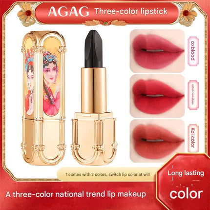 AGAG Flavorful Three-color Lipstick National Tide Lip Makeup Waterproof Non-removal Makeup A Three Color White Not Picky Skin