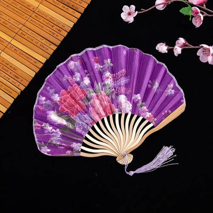 Japanese Shell Fan Summer Folding Silk Fan Chinese Retro Portable Women Bamboo Dance Fans Mini Wedding Gift Hand Fans Home Decor