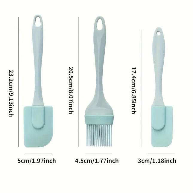 3PCS Cream Scraper DIY Bread Cake Butter Spatula Mixer Oil Brush Kitchen Baking Tool Silicone All-In-One Baking Kitchen Utensil