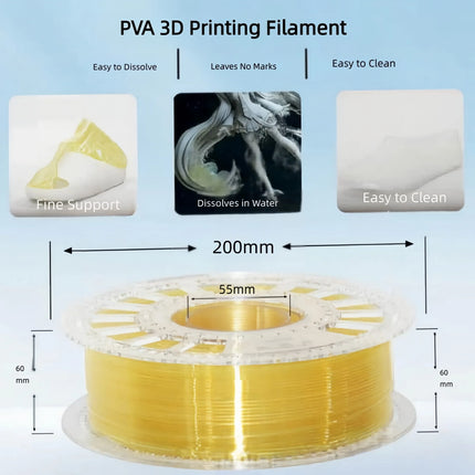 PVA 3D Printer Filament Water Soluble Support Material 1.75mm Easy Peel Dissolvable Filament for FDM High Quality 3D fiilament