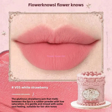 Flower Knows Strawberry Cupid Cake Lip Mud Mist Matte Velvet Lip Cream Lip Makeup 5ml