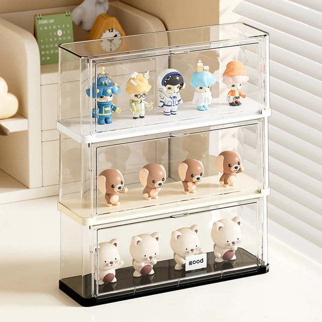 Stackable Storage Box Figurine Dustproof PET Plastic Display Rack Doll And Plush Toy Display Box