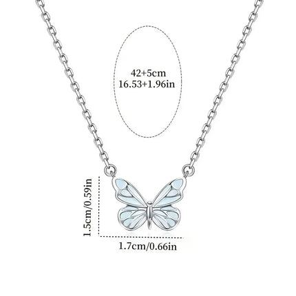 2025 New Butterfly Lamp Necklace Female Simple Light Luxury Fashion New Blue Luminous Butterfly Clavicle Chain Female Party Gift