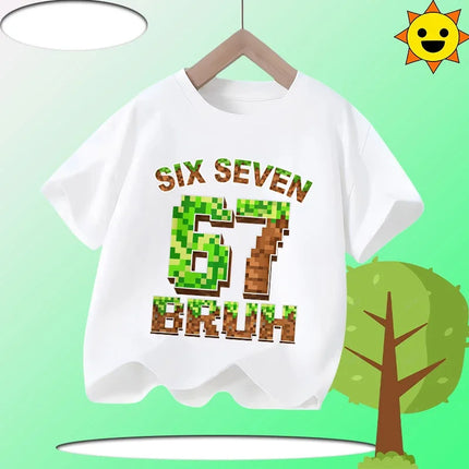 Boys T Shirts 6 To 7 Years T-Shirt 67 Number Print Casual Italian Brainrot Summer Top Suitable for Funny Gift for Casual Attire