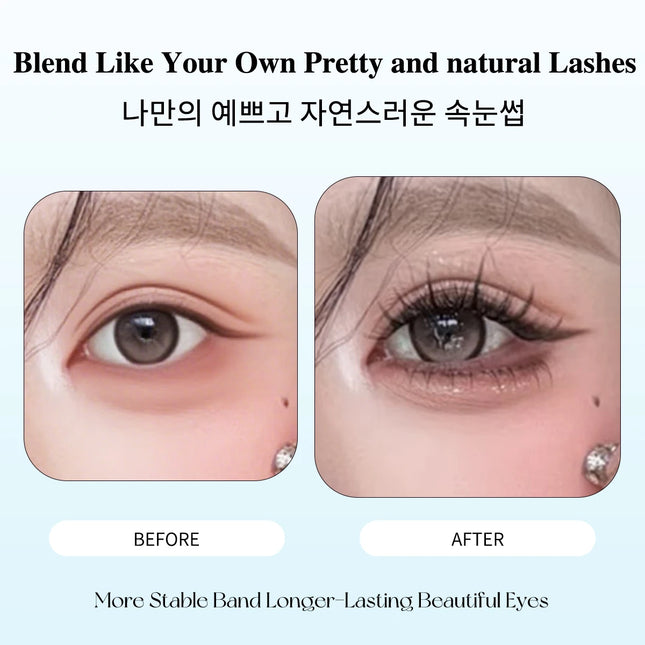 80 Cluster Glue-Free Fairy False Eyelashes 10-13mm Thin Individual Lashes Naturally Heat-Bonded Extension for Natural Soft Fluffy
