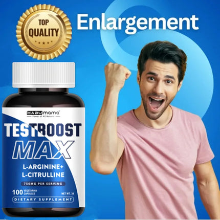 100 Caps | L-Arginine + L-Citrulline Complex | Energy & Enlargement  Size Growth Male Support | Experts Clinically Studied
