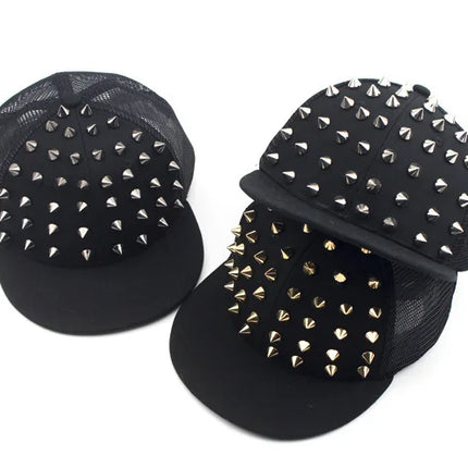 BASEBALL CAPS FOR BOTH Men Women Boys Girls Punk Studded Baseball Hip-Hop Hat Adjustable Snapback Spike Rivet Stud Cap