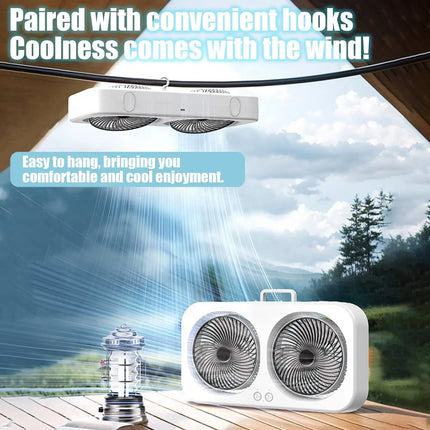 Double Head Portable Fan Two Way Wall Mountable Desktop High Wind Power Fan for Home Office Camping Bedroom Use