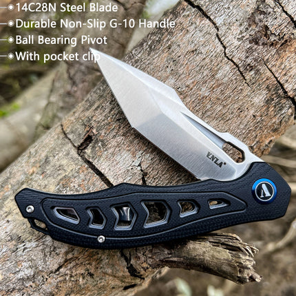 VNLA Pocket knife 14C28N steel sharp folding knife G10 handle knife Outdoor camping portable knife EDC tool knife Open express