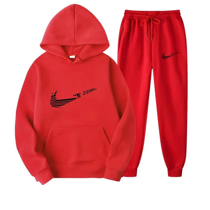 Men Tracksuit 2 Pieces Sets Hooded Sweatshirt +Drawstring Pants Male Hoodies Running Sportswear Men Women Autumn Sportwear