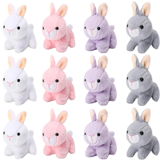 12-24Pcs Easter Bunny Plush Toys Cute Animal Bunny Stuffed Doll Easter Basket Stuffers Gift for Kids Rabbits Animal Bunny Doll