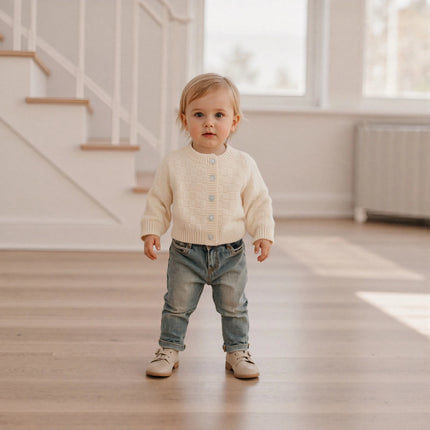 Kids Fall Knit Cardigan Long Sleeve Solid Color Button Down Warm Winter Sweater for Girls Boys