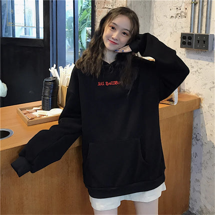 Clothes Retro Charm Personality Hoodies Devil Horns Sweatshirts Zip Up Hoodie Loose Pullovers Long Sleeve Tops Streetwear