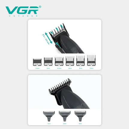 VGR Hair Trimmers Professional Hair Cut Machine Adjustable 9000 RPM LED Electric Clippers Metal Hair Trimmer for Men V-640 s3