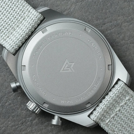 CADISEN Titanium TI-7 MULTISYNC New Moon Mens Watches Canvas Chronograph VK63 Men Gift AR Sapphire Luxury Quartz Watch For Man