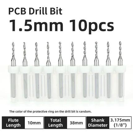 PCB Drill Bit 10pcs Tungsten Steel Micro Diameter Drill Bit Set 1/8 "Fixed Handle Mini Cnc Drill Bit 0.1-3.175mm