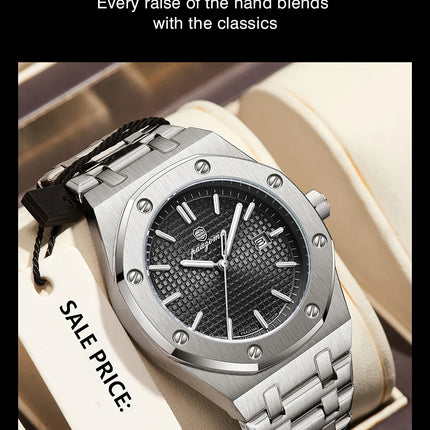 PAAZOMU Luxury Business Men's Wristwatch Waterproof Luminous Date Men's Watch Stainless Steel Fashion Quartz Watches For Men Reloj