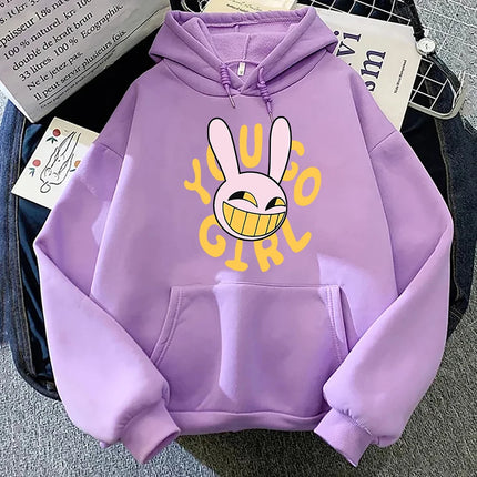 2025 Cartoon Vintage Pullover Sweatshirt YOU GO GIRL Digital Circus Jax Hoodie Fashion Women Harajuku Funny Cute Rabbit Hoodie